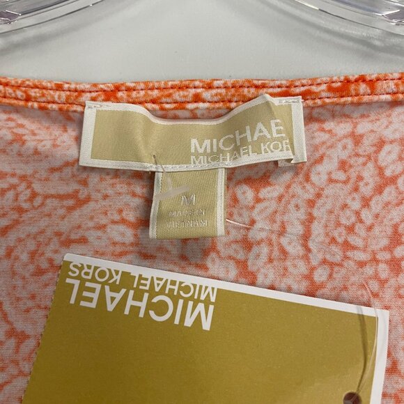 Michael Kors Womens Short Sleeve Blouse Tangerine/White Size Medium New - Picture 8 of 9